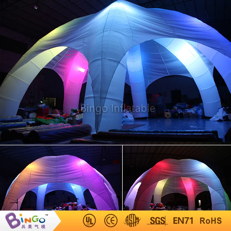  Free Shipping 10m diameters LED spider style glow in the dark Strong oxford cloth inflatable dome t