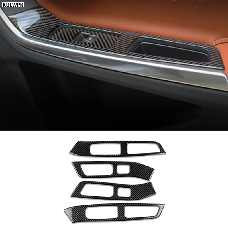 

New type Carbon fibre Inner Door Armrest Window Lift Button Cover Interior Trim Sticker for Volvo XC60 S60 S60L V60 Car styling