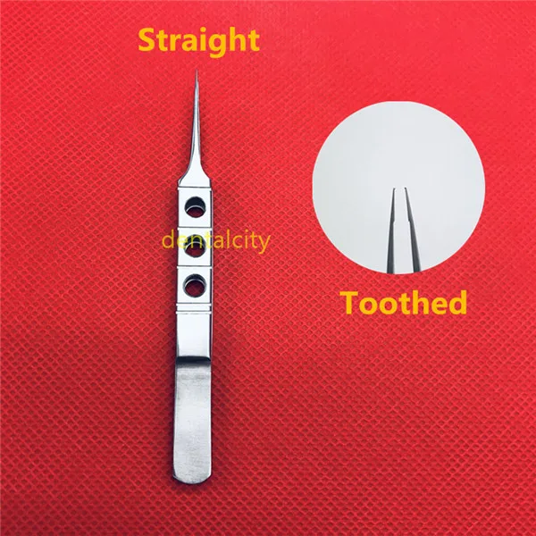 Straight Toothed 1 шт. Micros нержавеющая сталь 11 см хвостовые прямые/изгиб головы Пинцет платформы офтальмологические щипцы - Цвет: Straight Toothed