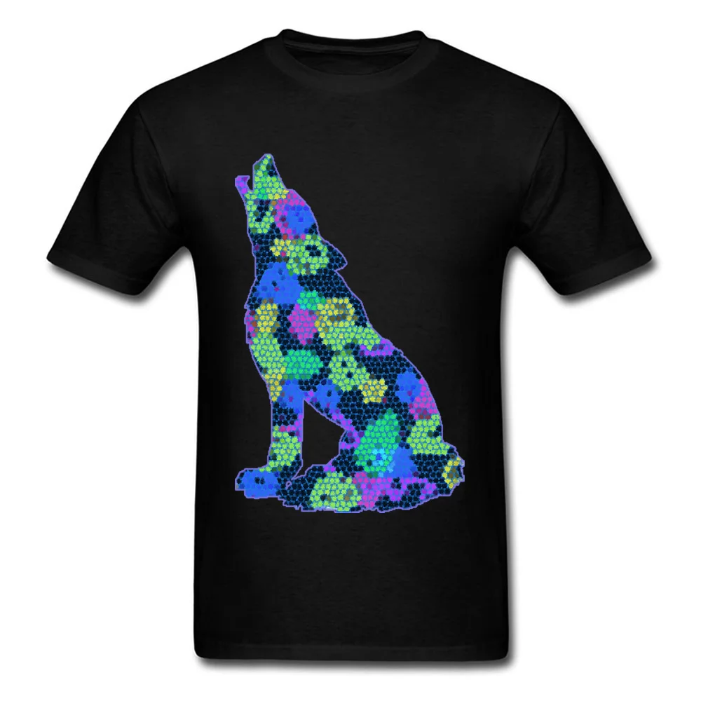 2018 Hot Sale Men Tops & Tees mosaic wolf Hip hop T-shirts 100% Cotton Short Sleeve Classic Tops Tees O-Neck Wholesale mosaic wolf black