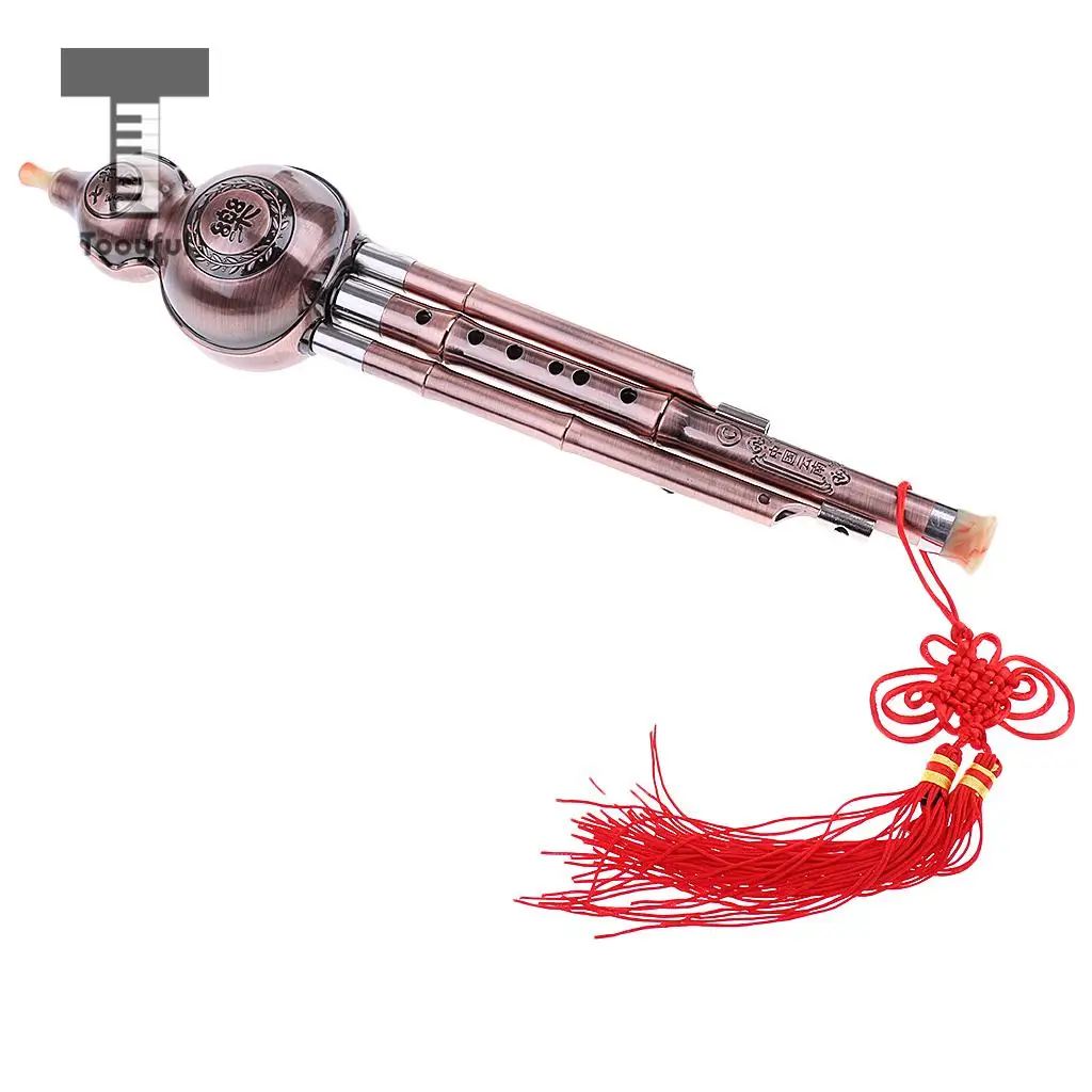 Tooyful Chinese Hulusi Drawing Gourd Cucurbit Flute Key of C Professional Ethnic Wind Musical Instrument for Beginners