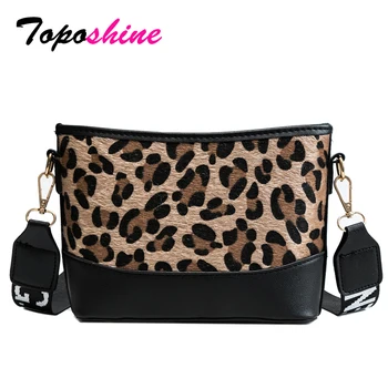 

Toposhine New Korean Style Leopard Pattern Cool Girl Handbag Fashion Letters Strap PU Leather Women Shoulder Bag Lady Bags 2018