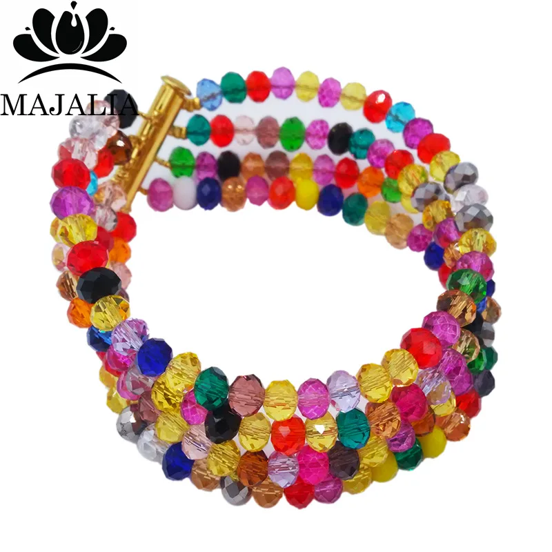 Majalia классический нигерийской свадьбы Африканский набор украшений Multicolors Кристалл Цепочки и ожерелья Невеста комплект ювелирных изделий 6cl018
