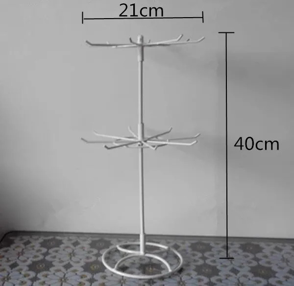 Металлическое ожерелье цепь браслет вращения дисплей держатель мода 2 Яруса Ювелирных изделий стенд стойки шарфы галстук парик вешалка для браслетов - Цвет: 40cm White