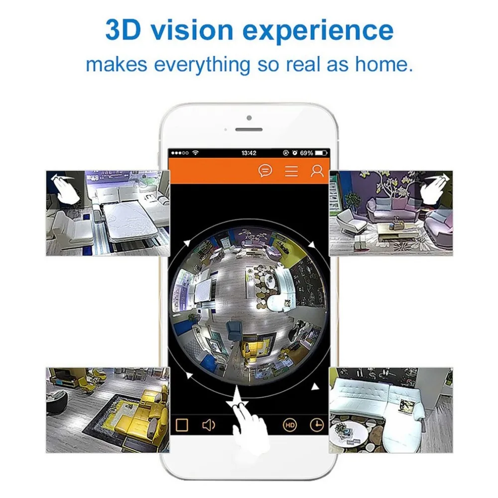 960 P VR Wi-Fi 360 градусов панорамная камера Обнаружение движения рыбий Смарт Беспроводная ip-камера для домашний монитор ЕС вилка