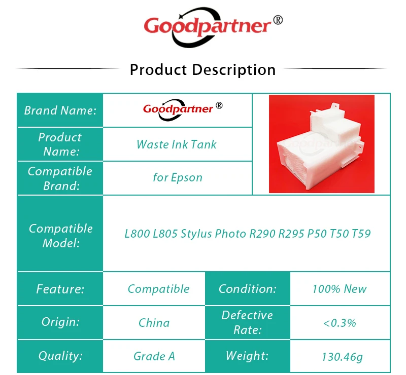 1X L800 L805 T50 P50 R290 резервуар для отработанных чернил 1469197 лоток пористая подкладка в сборе для Epson L800 L805 Stylus Photo R290 R295 P50 T50 T59