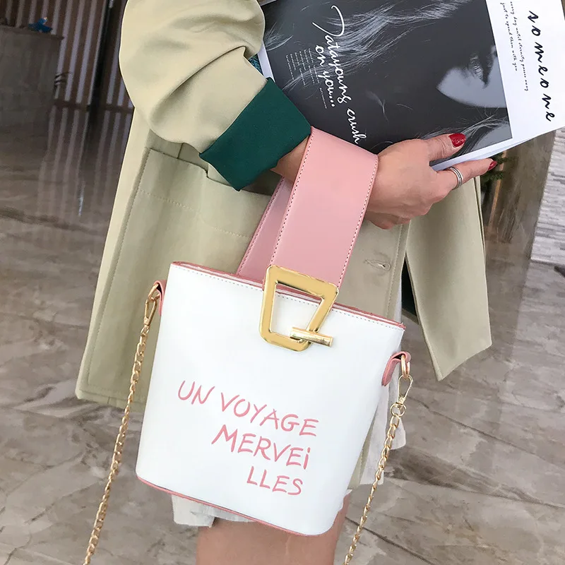 

Portable Diagonal Bucket Bag Letter Printed Shoulder Bags Handbags Women Famous Brands Purses Candy