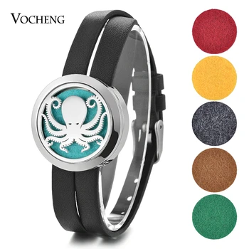 

10pcs/lot Aromatherapy Essential Oil Diffuser Locket Bracelet Animal 316L Stainless Steel Double Leather with Oil Pads VA-826*10