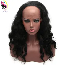 Feibin химическое Синтетические волосы на кружеве парик для черный Для женщин длинные волнистые черный 22 дюйм(ов) 55 см природы волосы парик высокого Температура Волокно e20