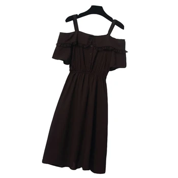 

Large size women's suspender dresses 2020 new spring summer micro-fashion sexy cover belly slim cover meat chiffon dress female