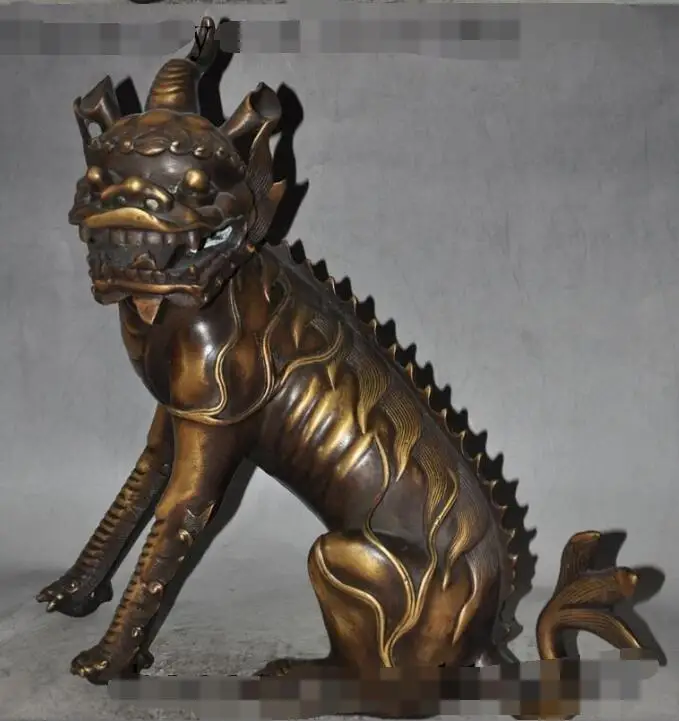 

S4588 16"china fengshui bronze Evil spirits Guardian Unicorn Kylin pixiu beast statue discount 30% (C0324)