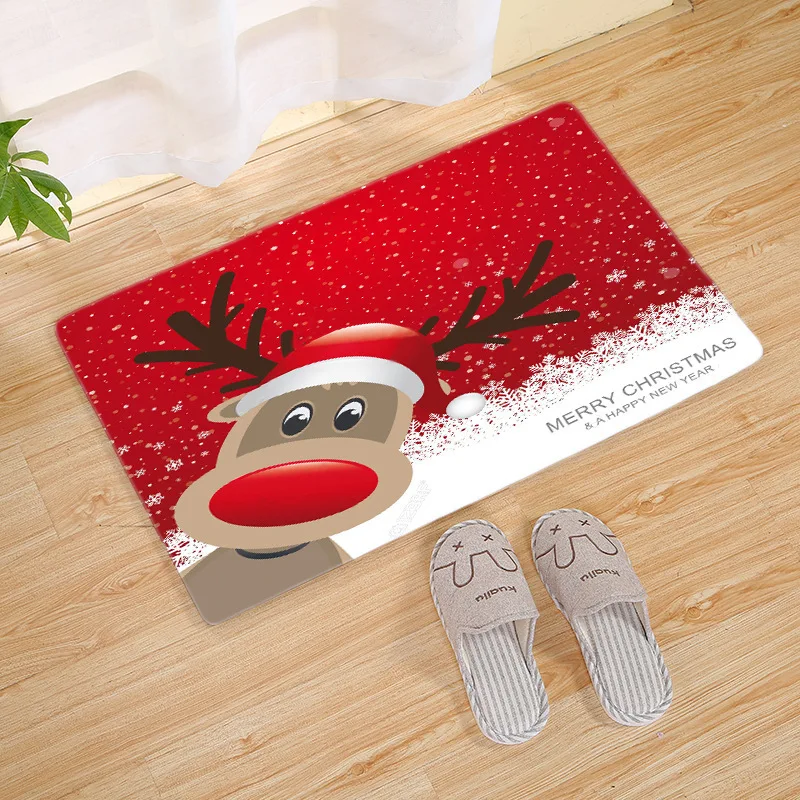 Christmas Ornaments Door Mat Santa Claus Flannel Outdoor Carpet Merry Christmas Decorations Xmas Navidad Pendant Ornaments