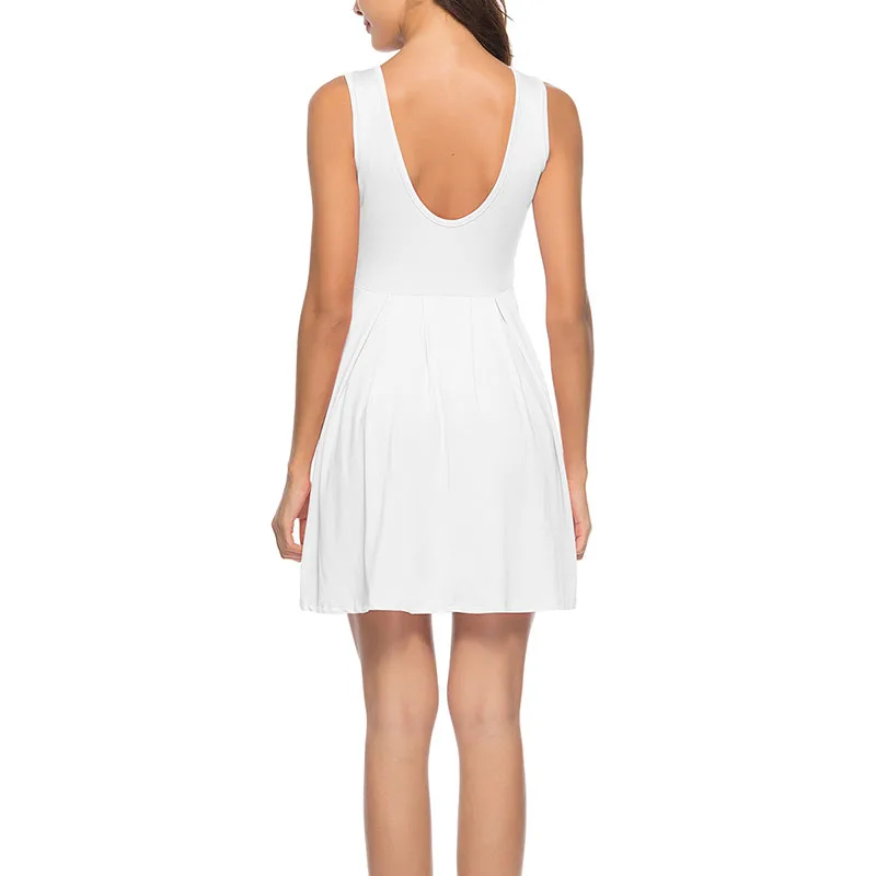 New Women Summer Dress Sexy Female Casual Sleeveless Short Dress Backless Solid White Pink Mini Sundress vestidos verano 2019 (2)