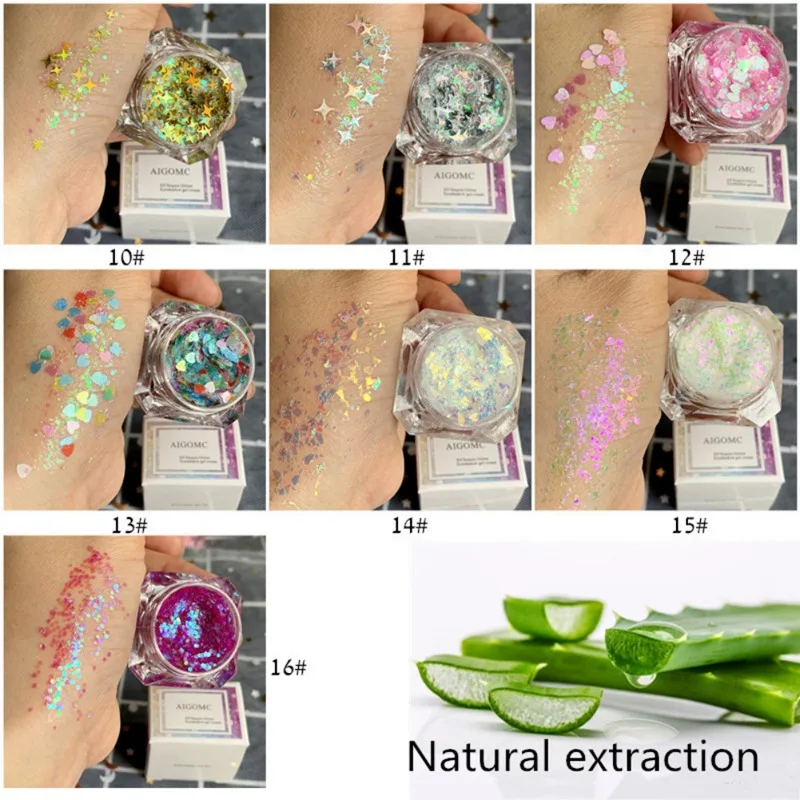 Eye Glitter Sequins Gel Body Glitter Glitter Eyeshadow Sequins Gel Long-lasting Shiny Luminous Glitter Gel