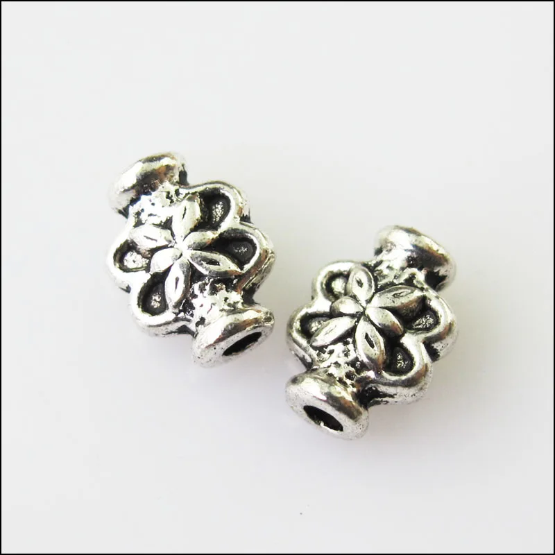 

35Pcs Antiqued Silver Tone Tube Flower Star Spacer Beads Charms 6x8mm