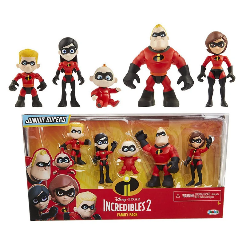 

The Incredibles 2 Action Figure Super Man PVC Figure 5pcs/Set Dash Parr Jack Parr Elastigirl Model Toys Gift