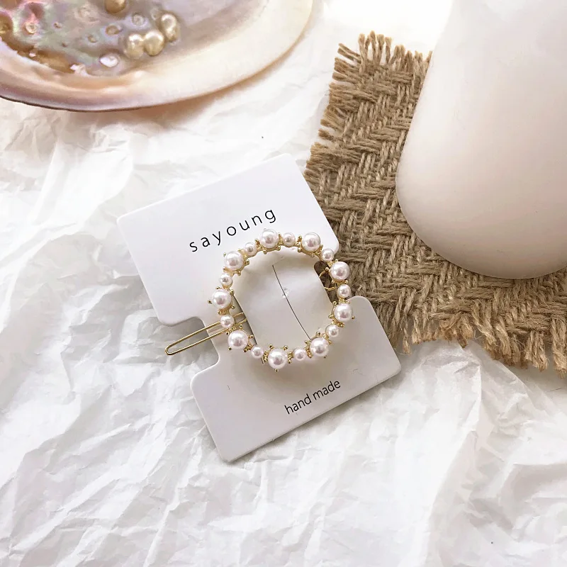 Women Crystal Elegant Pearl Hair Clip Barrette Korean Hairpin Barrette Headdress Hair Accessories Girls Hair Clip Women Crystal Elegant Pearl Hair Clip Barrette Korean Hairpin Barrette Headdress Hair Accessories Girls Hair Clip
