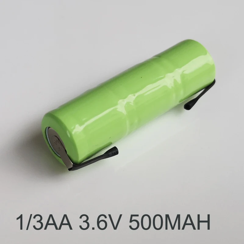 

1-5PCS 3.6V 1/3AA Ni-Mh rechargeable battery 500mah 1/3 AA nimh cell with welding tabs and plug