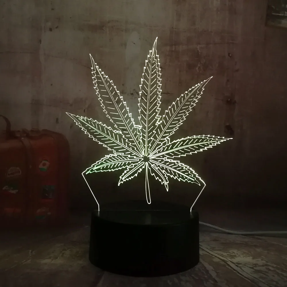 Weed 3D Night Lamp Remote Control and Free Shipping 