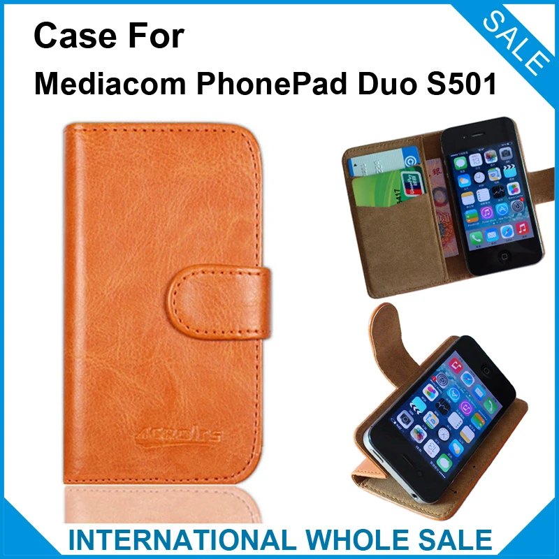 High Quality Fashion Wallet Stand Flip Cover Leather for Mediacom PhonePad Duo S501 Case ...