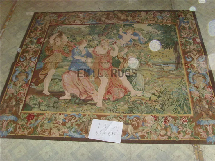 

Tapestry Of Rectangular Shape Wall Tapestry Flower European Tapestry French Aubusson Verdure Tapestry Romantic Scene Wool