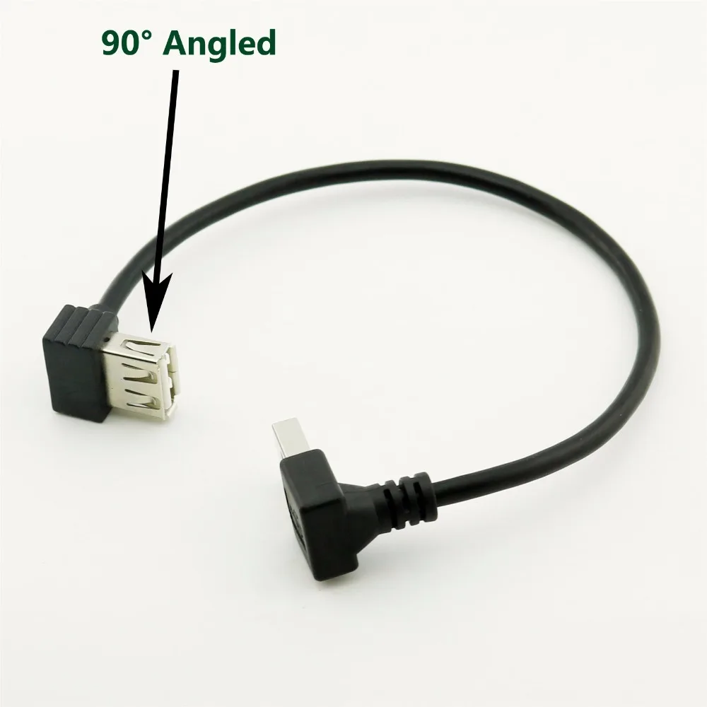 1 قطع usb 2.0 نوع وذكر التوصيل أسفل الزاوية إلى usb 2.0 اكتب الإناث 90 درجة بزاوية تمديد محول كابل بيانات المسؤول الحبل 25 سنتيمتر