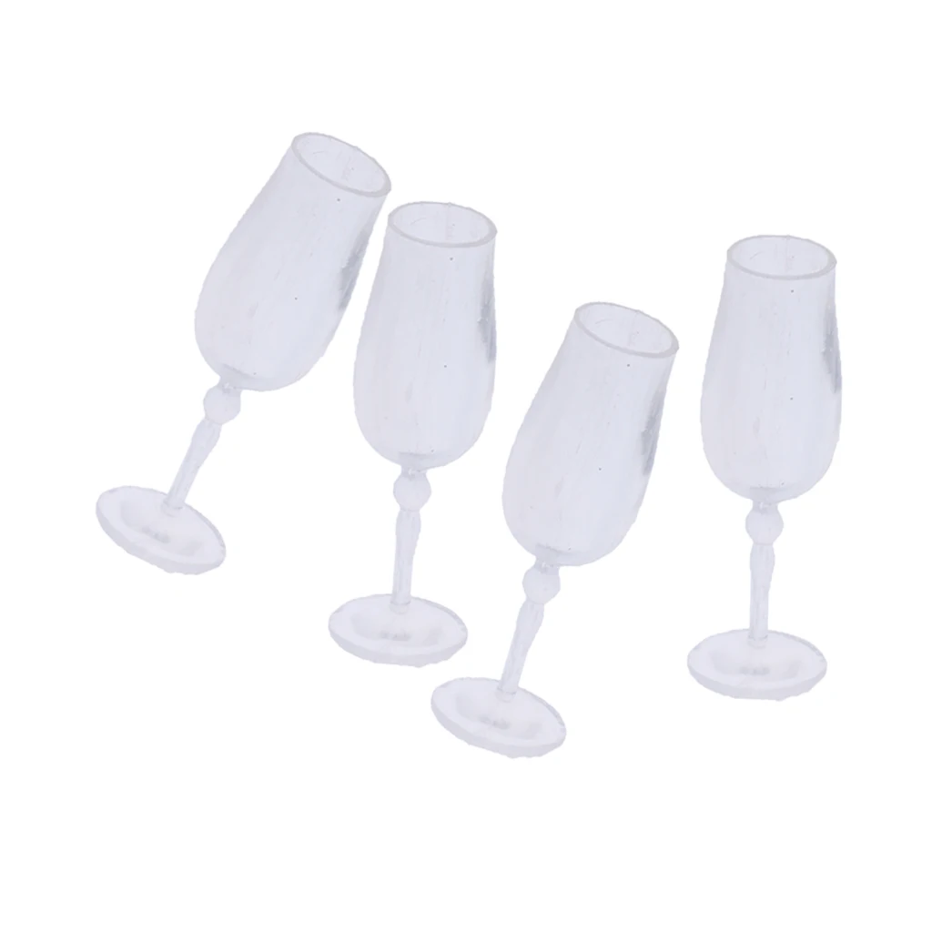 Dollhouse Goblets (4pcs), Mini Wine Glasses, Juice Cups Mugs for 1:12 Dolls House Furnishings Decor Kits