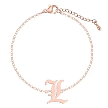 Старый Английский буквы L ID браслет серебро Нержавеющая сталь 26 Алфавит именной браслет подарок на день матери Gracias Regalo