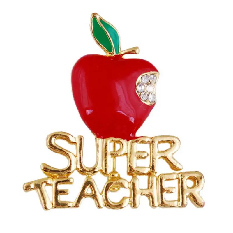 

New Year Wedding Brooches Gift For Women Fashion Jewelry Accessories Gold Christmas Brooch Fruit Red Apple Rhinestone Broches