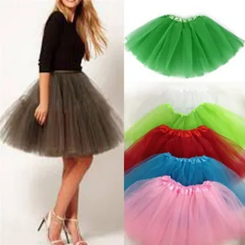 

Women Girl Elastic Stretchy Tulle Teen 3 Layer Adult Tutu Skirt Costume Petticoat For Dance Halloween Party