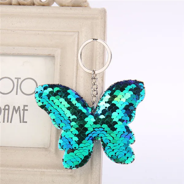Красивая бабочка, брелок с блестками, брелок для ключей, подарок для женщин и девочек, Llaveros Mujer, аксессуары для машины, сумки, брелок 6C2385 - Цвет: 3