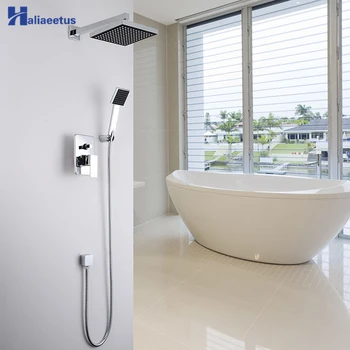 

Haliaeetus Concealed Chrome Bathroom Shower Set.In Wall Shower Faucet With 8 Inch Rainfall Shower Head.Bathtub Mixer Tap
