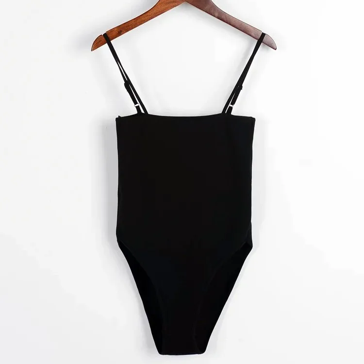 Women Cotton Spandex Spaghetti Strap Basic Tube Bodysuit Adjustable Cami Straps Bodysuit sexy bodysuit