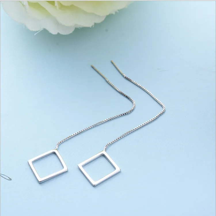 

DreamySky Pure 925 Sterling Silver Square Earrings For Women Girls Christmas Gift Brincos Pendientes Drop Shipping