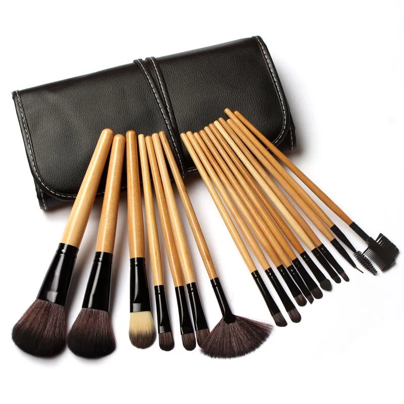 

Professional 18pcs Makeup Brush Set Maquiagem Face Foundation Powder Eyeliner Blush Eyeshadow Blending Cosmetic Tool Leather Bag
