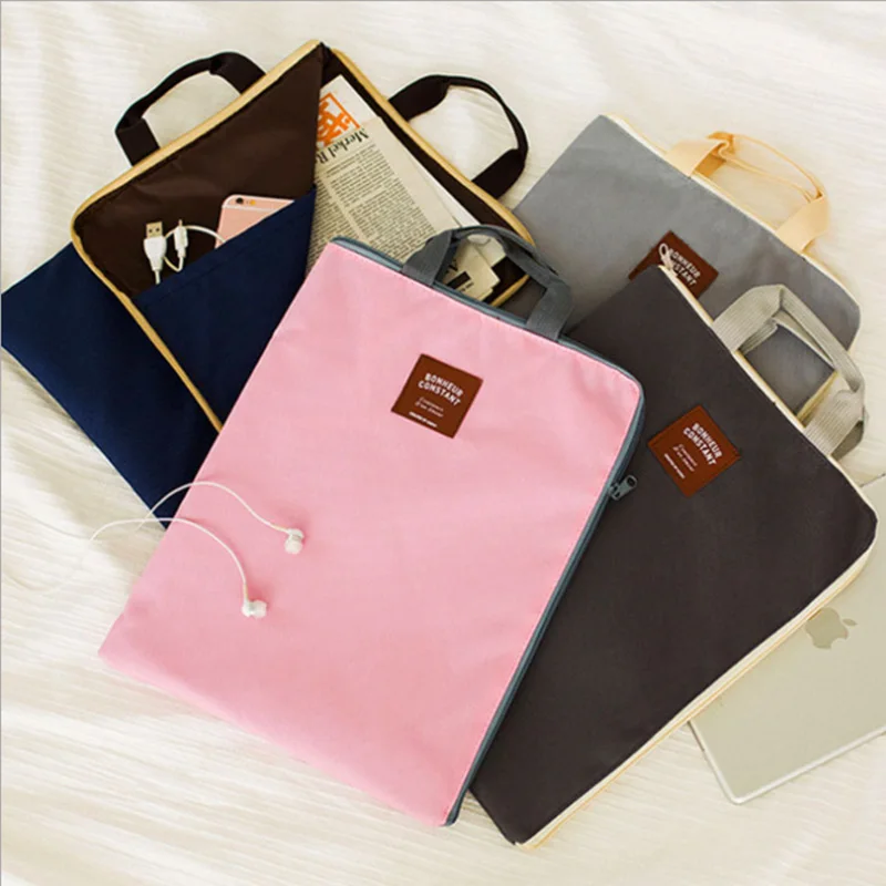 

New Korea zipper multi-function multi-layer A4 file bag Portable iPad mobile phone Oxford canvas briefcase