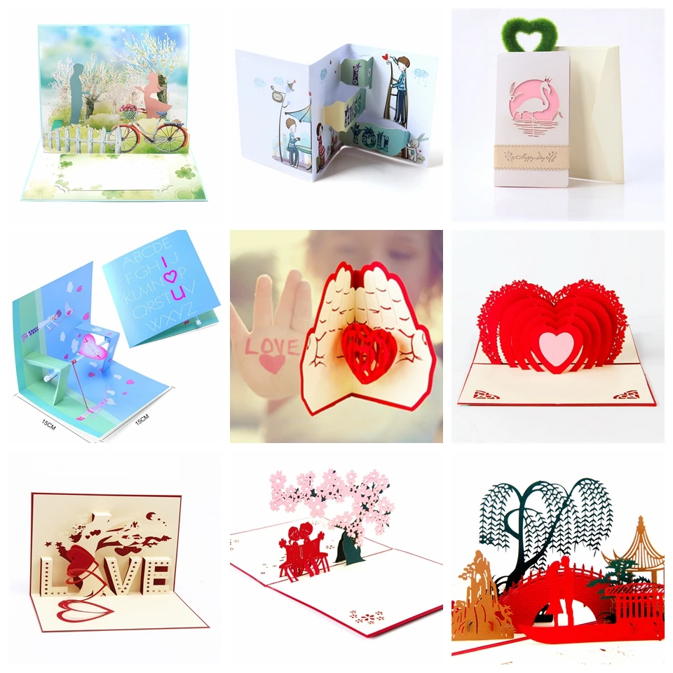 

PAPER SPIRITZ Wedding Invitation Personalized Customized Printing 3D Pop UP Valentine's Day for Lover Thank You Gifts Postcards