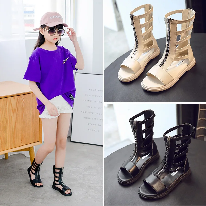 

Summer fashion Roman boots High-top girls hollow sandals kids gladiator sandals toddler child sandals girls high quality shoes