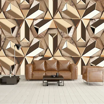 

Custom Photo Wallpaper Moden Personality Abstract Golden Geometric Patterns Murals Living Room Cafe Backdrop Wall Decor Frescoes