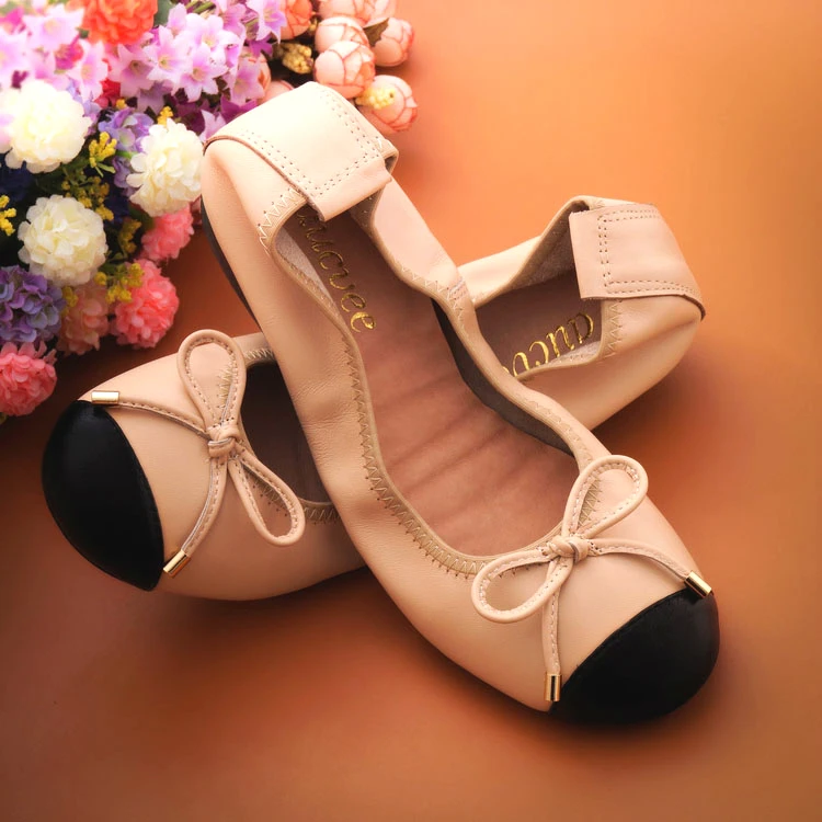 Women Genuine Leather Flat Shoes Newest Style Female Single Shoes Women Flats Shallow Mouth Balerinas Shoes For Woman Plus Size (43)