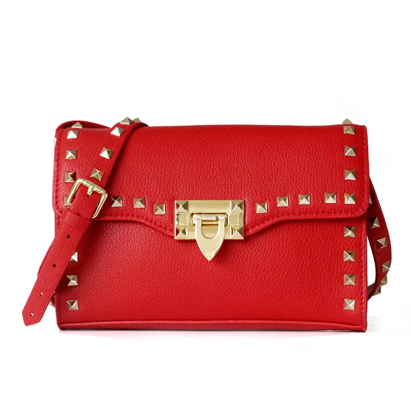 

Fashion Rivet Shoulder Bags For Women 2019 High Quality 100% Genuine Leather Crossbody Bag Luxury Handbags Women Bags Designer