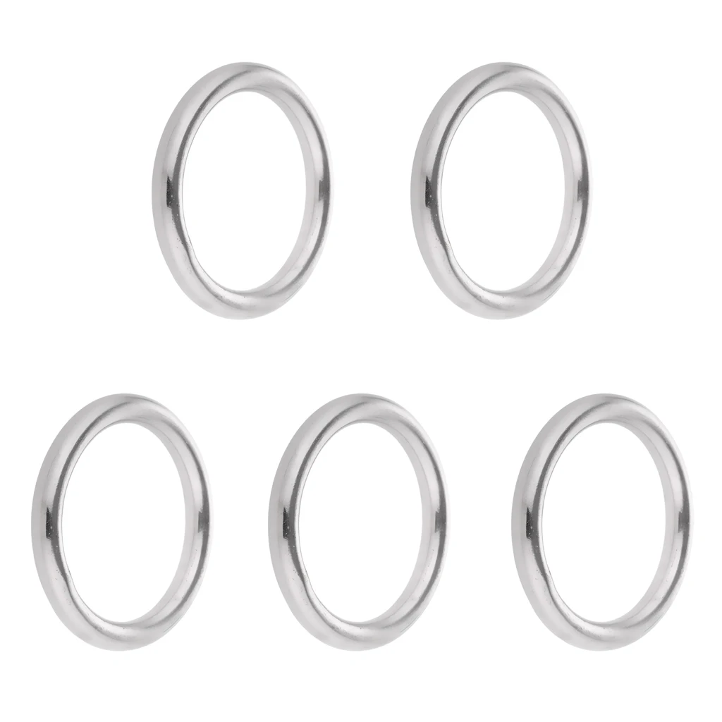 5x Polish 304 Stainless Steel O Ring Vessel Boat Ship Fastener 4*35mm for Luggage Bags Saddles Hammock Yoga Hanging Ring