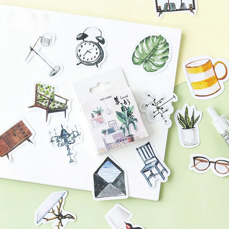 

46pcs /Pack Simple Daily Life Adhesive DIY Sticker Stick Label Notebook Album Diary Decor Student Stationery