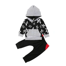 

1-4T Fashion Toddler Kids Baby Boys Clothing Striped Stars print Hoodie Hooded Tops Long Pants Cute Infant Outfit Set streetwear
