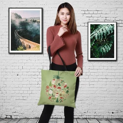 CROWDALE Double-sided Merry Christmas Women Large Linen Shopping bags holiday greet Handbag Women Shoulder Cloth Pouch 43cm*43cm CROWDALE Double-sided Merry Christmas Women Large Linen Shopping bags holiday greet Handbag Women Shoulder Cloth Pouch 43cm*43cm