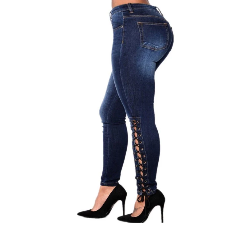 jeans side lace up