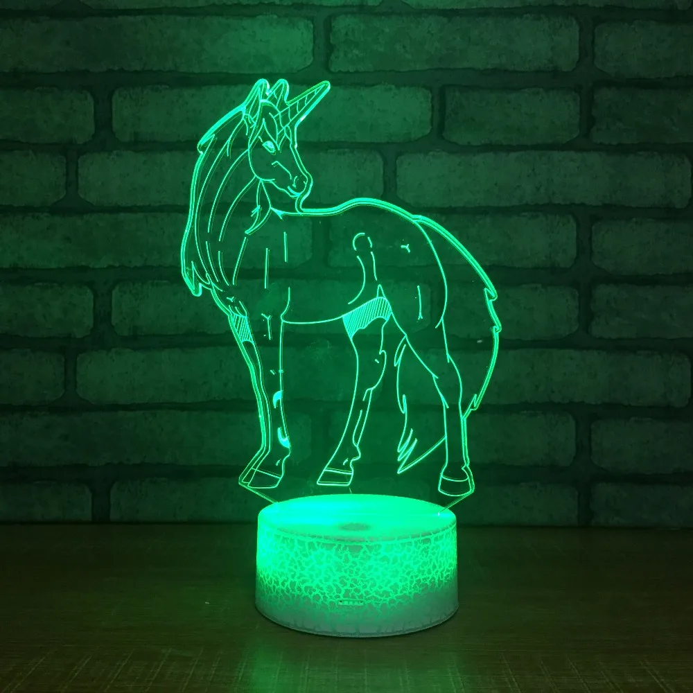 

Creative Luminaria Unicorn Usb 3D Lamp Acylic LED 7 Color Change Night light Lampe Cartoon Horse Xmas New Year Gifts