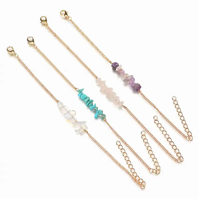 

KobitAce Simple wind color grain stone bracelet for woman Fashion holiday alloy twist chain bracelet Party gifts jewelry Bangles