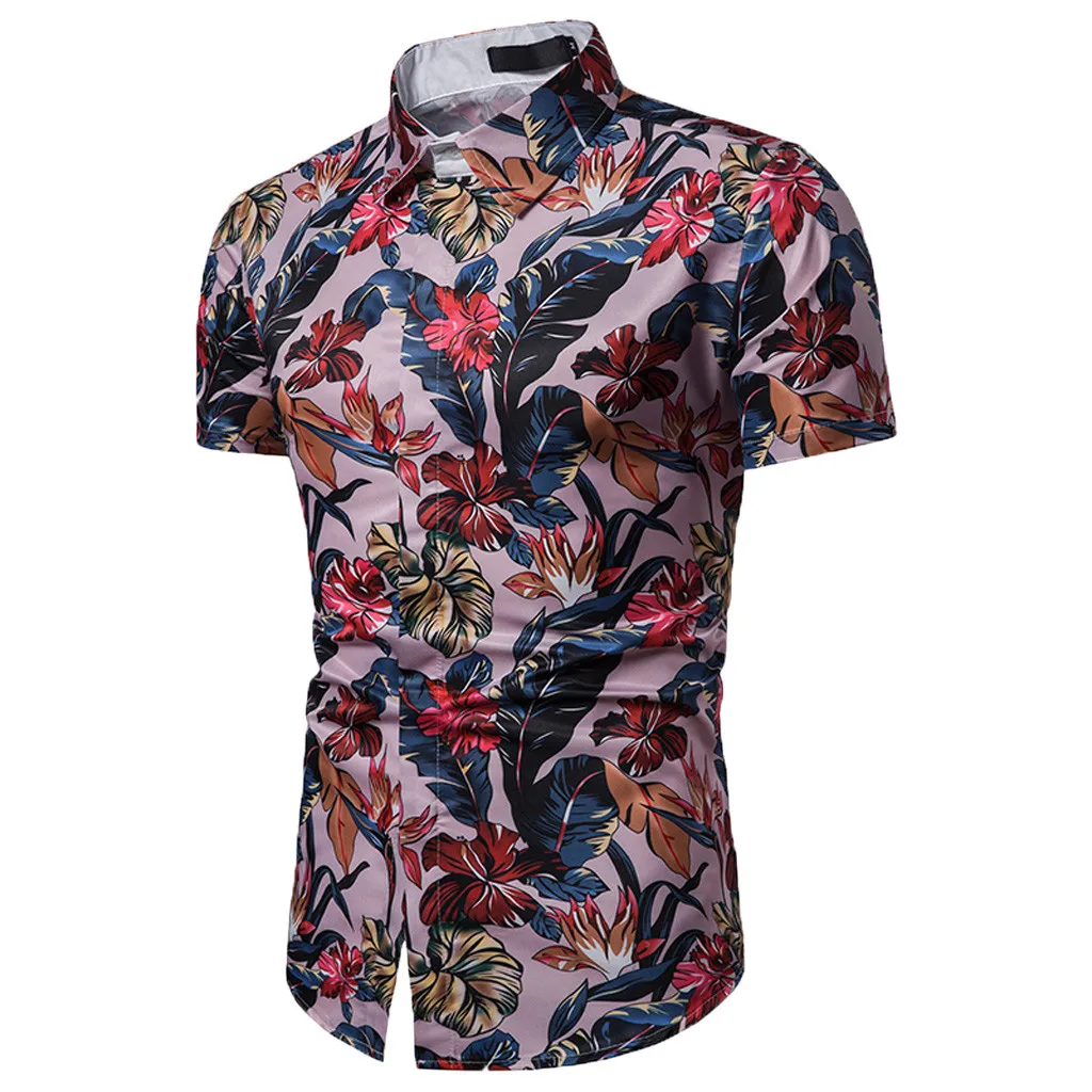 Летняя Новинка 3D цветная Гавайская Мужская рубашка с цветочным принтом модная повседневная мягкая удобная рубашка с коротким рукавом Camisa Masculina 5,18