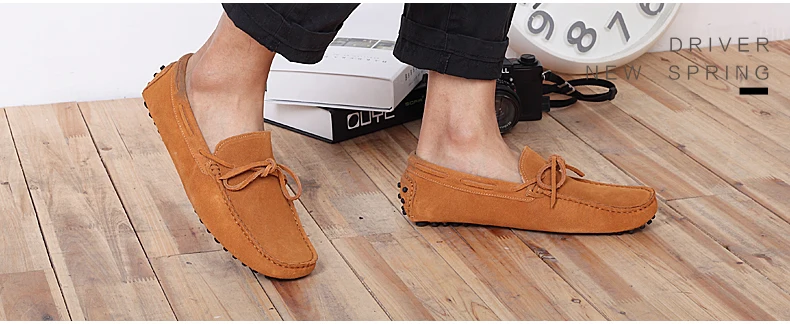Mens Leather Casual Shoes Leather Shoes Men Loafers Suede Slip-On Boat Shoe Luxury Mens Loafers Leather Big Size 11 Driving Shoe (5)
